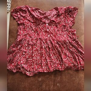 Shein Floral Peplum Top With Butterfly Sleeves